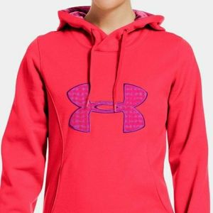 🏃‍♀️ Bright Neon Coral Hot Pink Under Armour Hoodie Athletic Sweatshirt